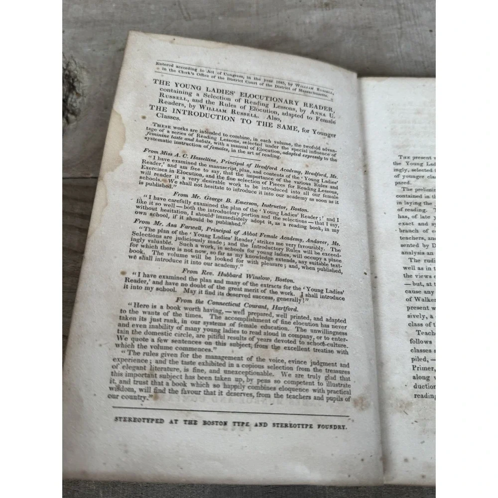 Antique Introduction To The‎ You G Ladies Elocutionary Reader